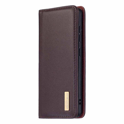 For Samsung Galaxy Note20 2 in 1 Detachable Magnetic Horizontal Flip Genuine Leather Case with Holder & Card Slots & Wallet(Dark Brown)-garmade.com