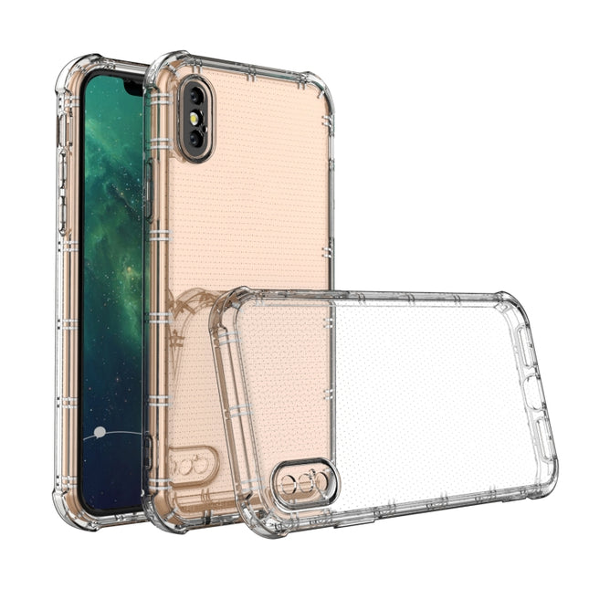 For iPhone XS Max Straight Edge Dual Bone-bits Shockproof TPU Clear Case-garmade.com