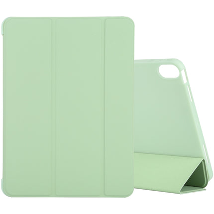 For iPad Air 2022 / 2020 10.9 Silicone 3-Folding Full Coverage Leather Case(Mint Green)-garmade.com