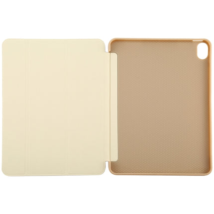 For iPad Air 2022 / 2020 10.9 Silicone 3-Folding Full Coverage Leather Case(Gold)-garmade.com