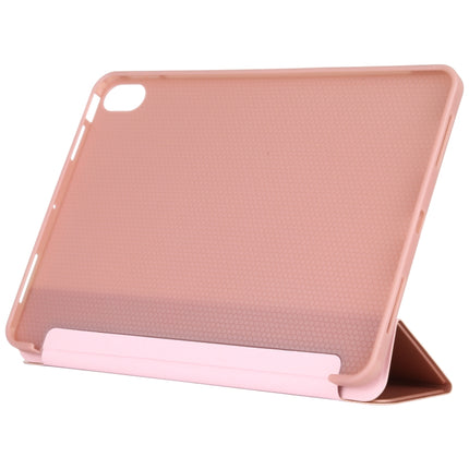 For iPad Air 2022 / 2020 10.9 Silicone 3-Folding Full Coverage Leather Case(Rose Gold)-garmade.com