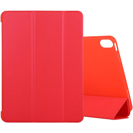 For iPad Air 2022 / 2020 10.9 Silicone 3-Folding Full Coverage Leather Case(Red)-garmade.com