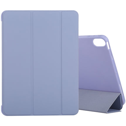 For iPad Air 2022 / 2020 10.9 Silicone 3-Folding Full Coverage Leather Case(Purple)-garmade.com