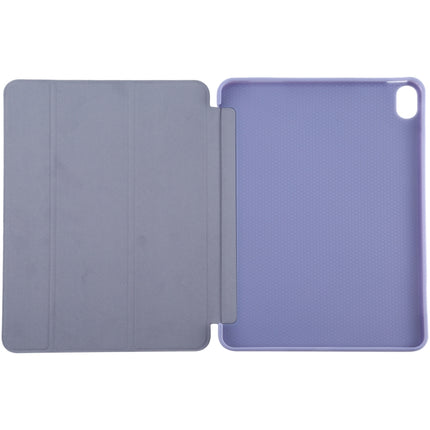 For iPad Air 2022 / 2020 10.9 Silicone 3-Folding Full Coverage Leather Case(Purple)-garmade.com