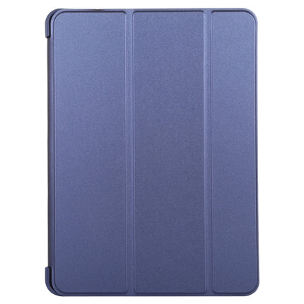 For iPad Air 2022 / 2020 10.9 Silicone 3-Folding Full Coverage Leather Case(Dark Blue)-garmade.com
