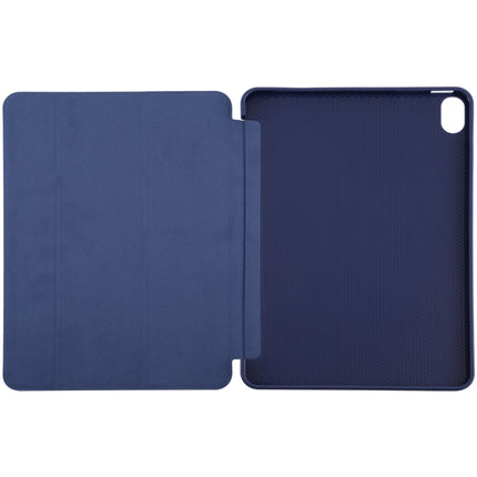 For iPad Air 2022 / 2020 10.9 Silicone 3-Folding Full Coverage Leather Case(Dark Blue)-garmade.com