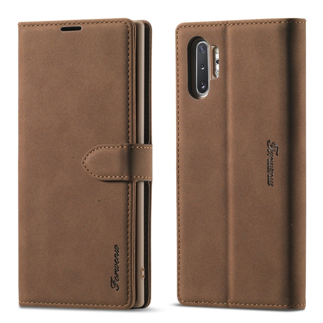 For Samsung Galaxy Note 10 Forwenw F1 Series Matte Strong Magnetism Horizontal Flip Leather Case with Holder & Card Slots & Wallet & Photo Frame(Brown)-garmade.com