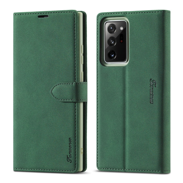 For Samsung Galaxy Note20 Forwenw F1 Series Matte Strong Magnetism Horizontal Flip Leather Case with Holder & Card Slots & Wallet & Photo Frame(Green)-garmade.com
