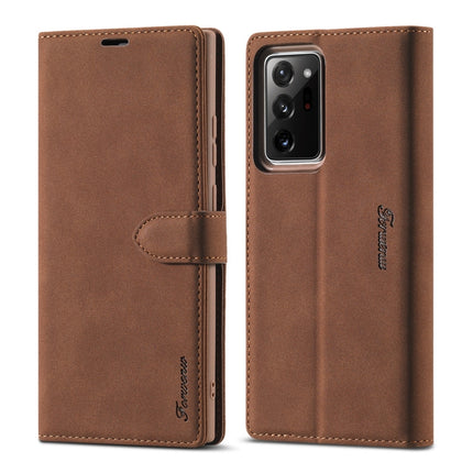 For Samsung Galaxy Note20 Forwenw F1 Series Matte Strong Magnetism Horizontal Flip Leather Case with Holder & Card Slots & Wallet & Photo Frame(Brown)-garmade.com