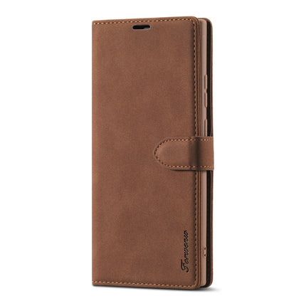 For Samsung Galaxy Note20 Ultra Forwenw F1 Series Matte Strong Magnetism Horizontal Flip Leather Case with Holder & Card Slots & Wallet & Photo Frame(Brown)-garmade.com