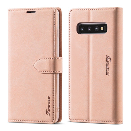 For Samsung Galaxy S10+ Forwenw F1 Series Matte Strong Magnetism Horizontal Flip Leather Case with Holder & Card Slots & Wallet & Photo Frame(Rose Gold)-garmade.com