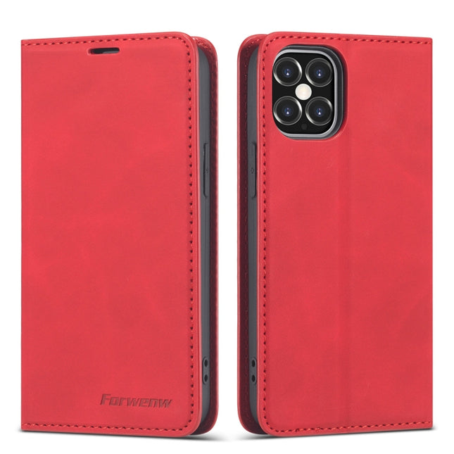 Forwenw Dream Series Magnetic Oil Edge Horizontal Flip Leather Case with Holder & Card Slot & Photo Frame & Wallet For iPhone 12 mini(Red)-garmade.com