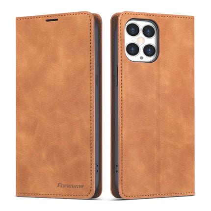Forwenw Dream Series Magnetic Oil Edge Horizontal Flip Leather Case with Holder & Card Slot & Photo Frame & Wallet For iPhone 12 / 12 Pro(Brown)-garmade.com
