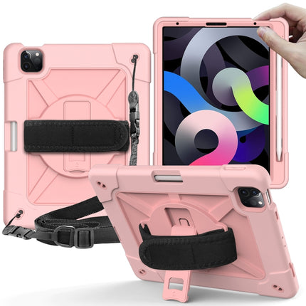 Contrast Color Robot Shockproof Silicone + PC Protective Case with Holder For iPad Air 2022 / 2020 10.9 (Rose Gold)-garmade.com