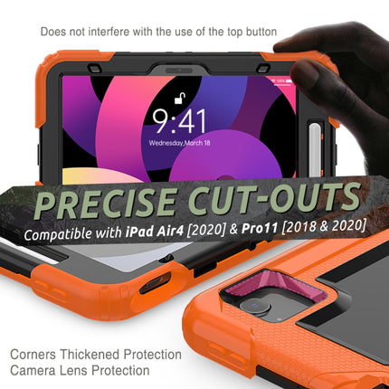 Shockproof Colorful Silicone + PC Protective Case with Holder & Shoulder Strap & Hand Strap & Pen Slot For iPad Air 2022 / 2020 10.9 (Orange)-garmade.com