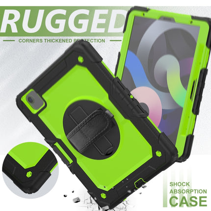 Shockproof Colorful Silicone + PC Protective Case with Holder & Shoulder Strap & Hand Strap & Pen Slot For iPad Air 2022 / 2020 10.9 (Black Yellow Green)-garmade.com