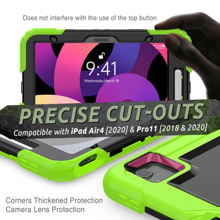 Shockproof Colorful Silicone + PC Protective Case with Holder & Shoulder Strap & Hand Strap & Pen Slot For iPad Air 2022 / 2020 10.9 (Yellow Green)-garmade.com