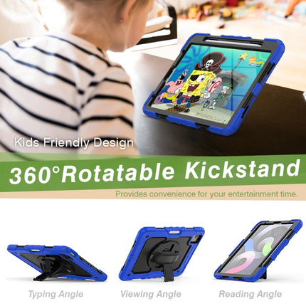 Shockproof Colorful Silicone + PC Protective Case with Holder & Shoulder Strap & Hand Strap & Pen Slot For iPad Air 2022 / 2020 10.9 (Blue)-garmade.com