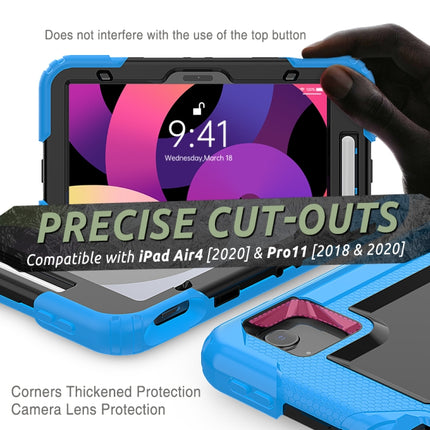 Shockproof Colorful Silicone + PC Protective Case with Holder & Shoulder Strap & Hand Strap & Pen Slot For iPad Air 2022 / 2020 10.9 (Light Blue)-garmade.com