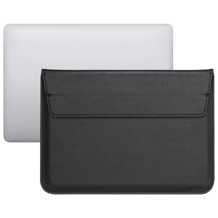 PU Leather Ultra-thin Envelope Bag Laptop Bag for MacBook Air / Pro 11 inch, with Stand Function(Black)-garmade.com