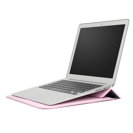 PU Leather Ultra-thin Envelope Bag Laptop Bag for MacBook Air / Pro 11 inch, with Stand Function(Pink)-garmade.com