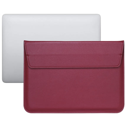 PU Leather Ultra-thin Envelope Bag Laptop Bag for MacBook Air / Pro 11 inch, with Stand Function(Wine Red)-garmade.com