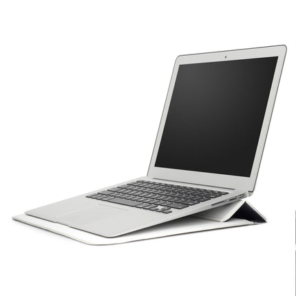 PU Leather Ultra-thin Envelope Bag Laptop Bag for MacBook Air / Pro 15 inch, with Stand Function(White)-garmade.com