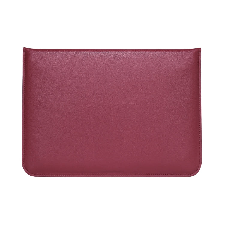 PU Leather Ultra-thin Envelope Bag Laptop Bag for MacBook Air / Pro 15 inch, with Stand Function(Wine Red)-garmade.com