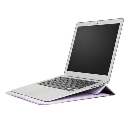 PU Leather Ultra-thin Envelope Bag Laptop Bag for MacBook Air / Pro 15 inch, with Stand Function(Light Purple)-garmade.com