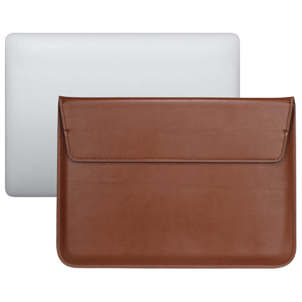 PU Leather Ultra-thin Envelope Bag Laptop Bag for MacBook Air / Pro 15 inch, with Stand Function (Brown)-garmade.com