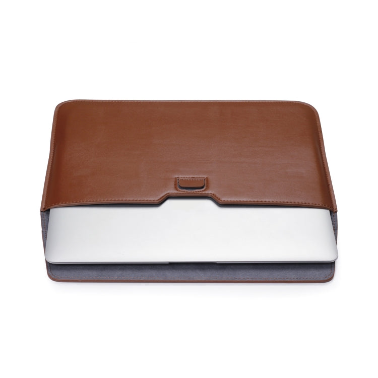 PU Leather Ultra-thin Envelope Bag Laptop Bag for MacBook Air / Pro 15 inch, with Stand Function(Wine Red)-garmade.com