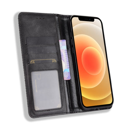 Magnetic Buckle Retro Pattern Horizontal Flip Leather Case with Holder & Card Slot & Wallet for iPhone mini(Black)-garmade.com