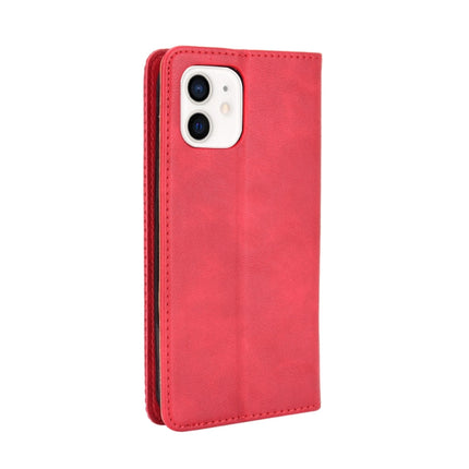 Magnetic Buckle Retro Pattern Horizontal Flip Leather Case with Holder & Card Slot & Wallet for iPhone 12 mini(Red)-garmade.com