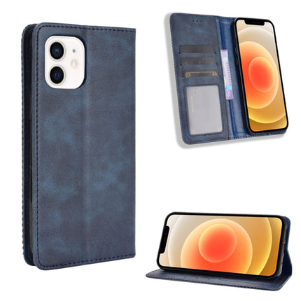 Magnetic Buckle Retro Pattern Horizontal Flip Leather Case with Holder & Card Slot & Wallet for iPhone mini(Blue)-garmade.com