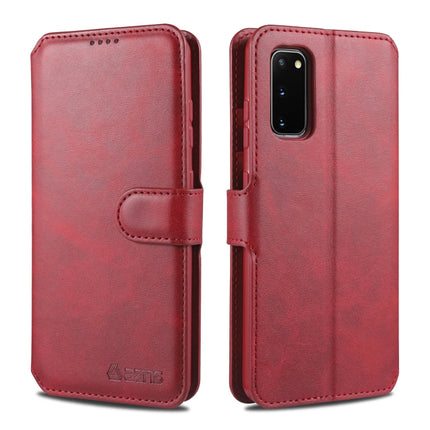 For Samsung Galaxy S20 FE / S20 Fan Edition / S20 Lite / S20 FE 4G / S20 FE 5G / S20 FE 2022 AZNS Calf Texture Horizontal Flip Leather Case with Holder & Card Slots & Wallet & Photo Frame(Red)-garmade.com