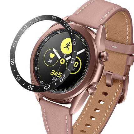 For Samsung Galaxy Watch 3 41mm Smart Watch Steel Bezel Ring, A Version(Black Ring White Letter)-garmade.com