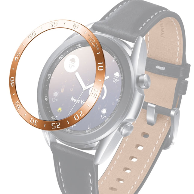 For Samsung Galaxy Watch 3 41mm Smart Watch Steel Bezel Ring, A Version(Rose Gold Ring White Letter)-garmade.com