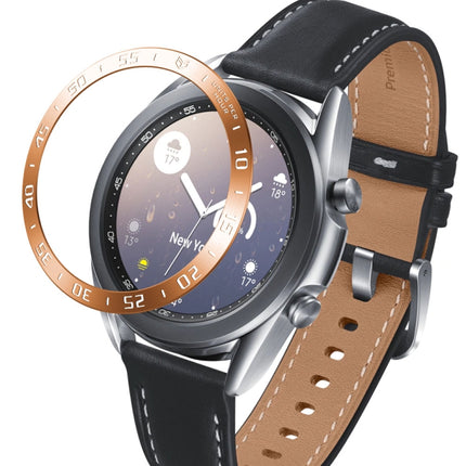 For Samsung Galaxy Watch 3 41mm Smart Watch Steel Bezel Ring, A Version(Rose Gold Ring White Letter)-garmade.com