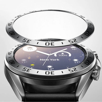 For Samsung Galaxy Watch 3 41mm Smart Watch Steel Bezel Ring, A Version(Silver Ring Black Letter)-garmade.com