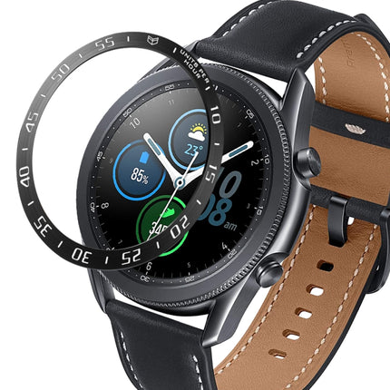For Samsung Galaxy Watch 3 45mm Smart Watch Steel Bezel Ring, A Version(Black Ring White Letter)-garmade.com