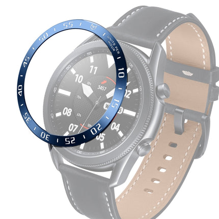 For Samsung Galaxy Watch 3 45mm Smart Watch Steel Bezel Ring, A Version(Blue Ring White Letter)-garmade.com