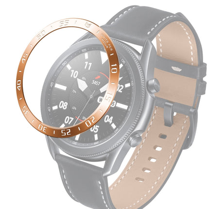 For Samsung Galaxy Watch 3 45mm Smart Watch Steel Bezel Ring, A Version(Rose Gold Ring White Letter)-garmade.com