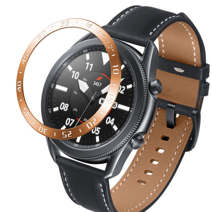 For Samsung Galaxy Watch 3 45mm Smart Watch Steel Bezel Ring, A Version(Rose Gold Ring White Letter)-garmade.com