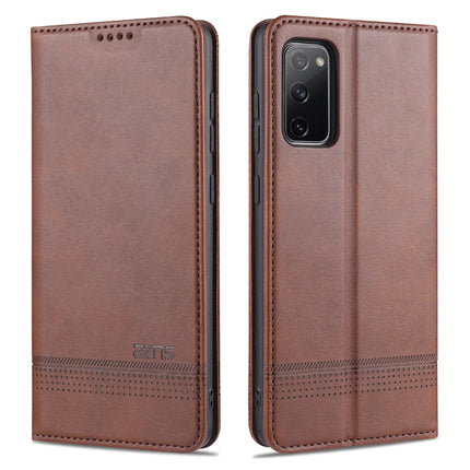 For Samsung Galaxy S20 FE / S20 Fan Edition / S20 Lite / S20 FE4G / S20 FE 5G / S20 FE 2022 AZNS Magnetic Calf Texture Horizontal Flip Leather Case with Card Slots & Holder & Wallet(Dark Brown)-garmade.com