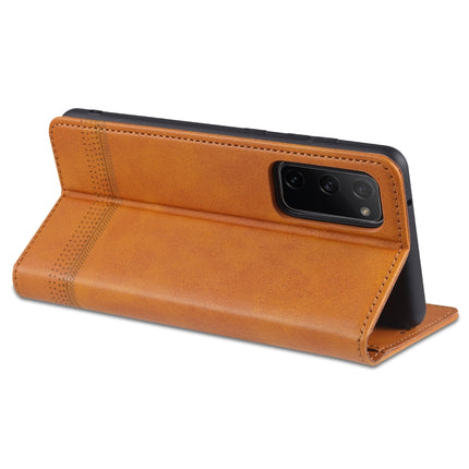 For Samsung Galaxy S20 FE / S20 Fan Edition / S20 Lite / S20 FE4G / S20 FE 5G / S20 FE 2022 AZNS Magnetic Calf Texture Horizontal Flip Leather Case with Card Slots & Holder & Wallet(Dark Brown)-garmade.com