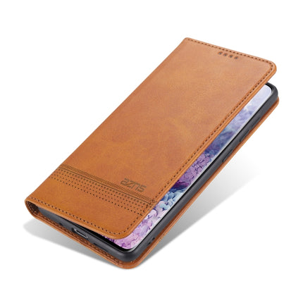 For Samsung Galaxy S20 FE / S20 Fan Edition / S20 Lite / S20 FE4G / S20 FE 5G / S20 FE 2022 AZNS Magnetic Calf Texture Horizontal Flip Leather Case with Card Slots & Holder & Wallet(Light Brown)-garmade.com