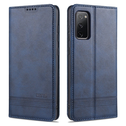 For Samsung Galaxy S20 FE / S20 Fan Edition / S20 Lite / S20 FE4G / S20 FE 5G / S20 FE 2022 AZNS Magnetic Calf Texture Horizontal Flip Leather Case with Card Slots & Holder & Wallet(Dark Blue)-garmade.com