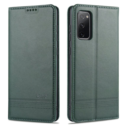 For Samsung Galaxy S20 FE / S20 Fan Edition / S20 Lite / S20 FE4G / S20 FE 5G / S20 FE 2022 AZNS Magnetic Calf Texture Horizontal Flip Leather Case with Card Slots & Holder & Wallet(Dark Green)-garmade.com