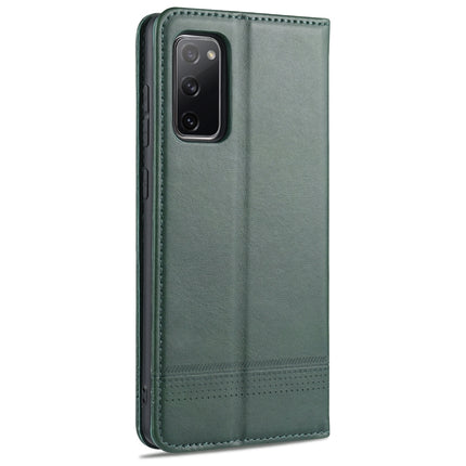 For Samsung Galaxy S20 FE / S20 Fan Edition / S20 Lite / S20 FE4G / S20 FE 5G / S20 FE 2022 AZNS Magnetic Calf Texture Horizontal Flip Leather Case with Card Slots & Holder & Wallet(Dark Green)-garmade.com
