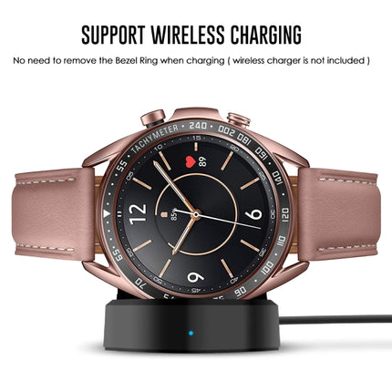 For Samsung Galaxy Watch 3 41mm Smart Watch Steel Bezel Ring, E Version(Black Ring White Letter)-garmade.com
